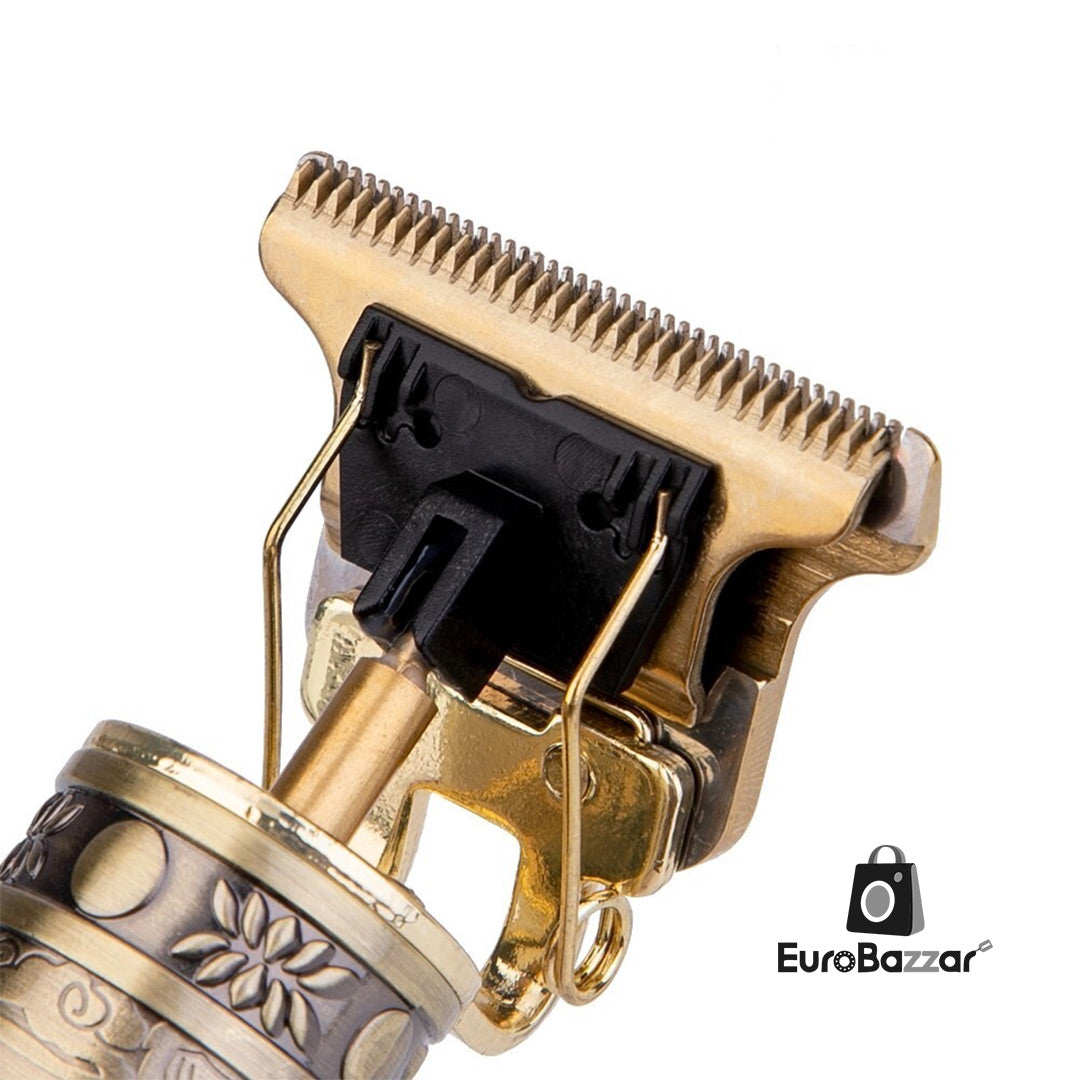 Máquina Barbear e Cabelo Vintage Titanium Dourado 💇💈inalámbrica, USB, Kit